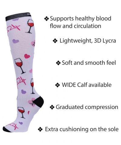 Printsupport Women 12 mmHg Support Socks Sketch Hearts $10.06 Activewear