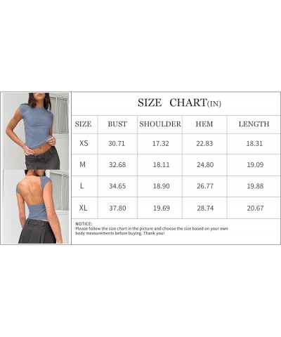 Womens Backless Top Short Sleeve Shirts Summer Tops Y2k Crop Tops for Women Trendy Going Out Tops S01 Brown $10.59 Tops