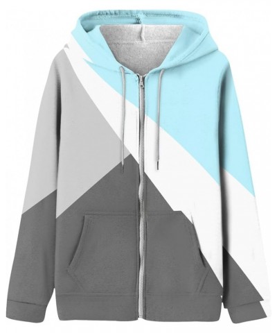 Womens Hoodies Zip Up Oversized Sweatshirts Drawstring Long Sleeve Jackets Lightweight Y2k Clothes with Pockets 2-light Blue ...