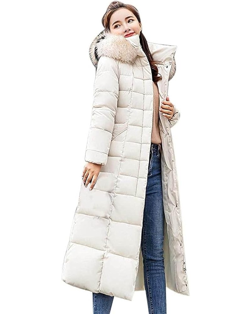 Women's Down Puffer Coat Padded Bubble Casual Quilted Winter Jacket with Hood Comfort Comfy Down Long Parka White $17.50 Jackets