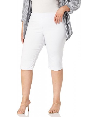 Women's Wide Band Pull on Solid Skmmer with Faux Front L Pockets White $8.77 Pants