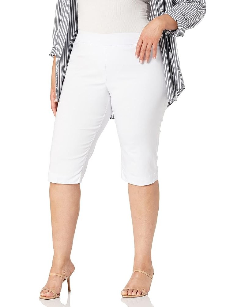 Women's Wide Band Pull on Solid Skmmer with Faux Front L Pockets White $8.77 Pants