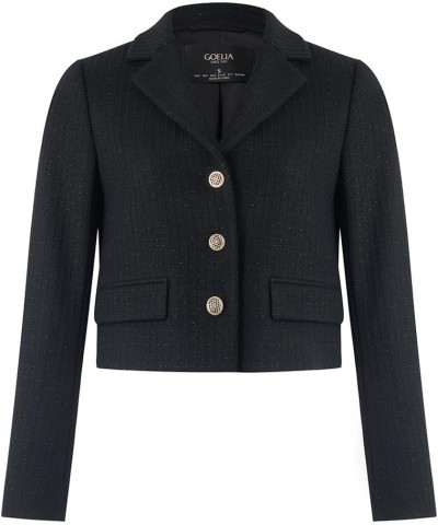 Womens Black Blazer Businesss Casual Single-Breasted V-Neck Cropped Vintage Jackets Black $73.92 Blazers