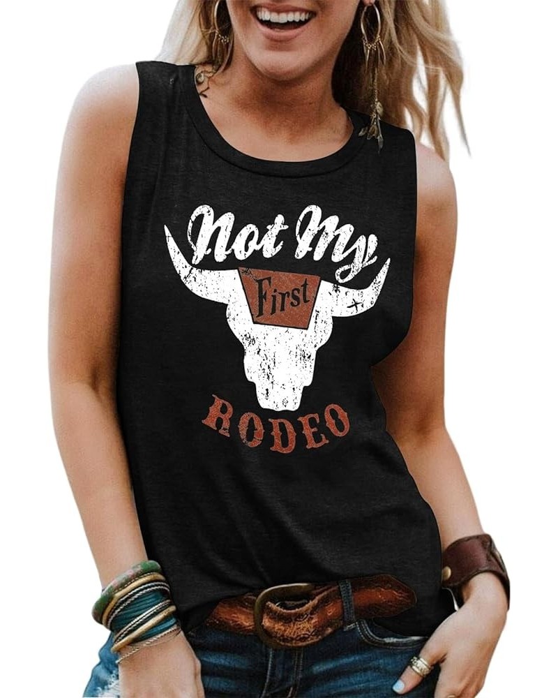 Womens Vintage Graphic Racerback Tank Tops Cowgirls Sleeveless Casual Loose Muscle Vest 01 Black $9.24 Tanks