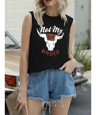 Womens Vintage Graphic Racerback Tank Tops Cowgirls Sleeveless Casual Loose Muscle Vest 01 Black $9.24 Tanks