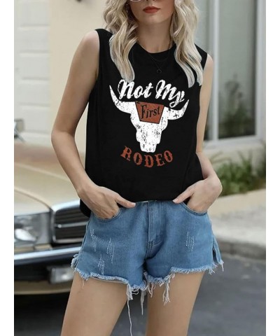 Womens Vintage Graphic Racerback Tank Tops Cowgirls Sleeveless Casual Loose Muscle Vest 01 Black $9.24 Tanks