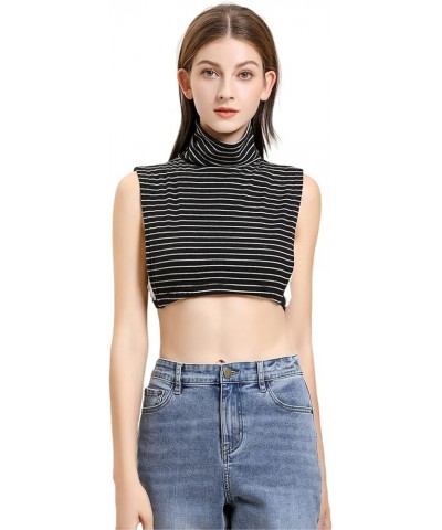 Womens Detachable Dickey Collars Half-Shirt Fake False Collar with Adjustable Straps Turtleneck-stripe $14.40 Blouses