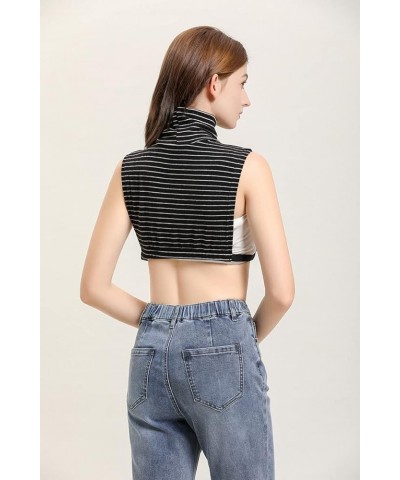 Womens Detachable Dickey Collars Half-Shirt Fake False Collar with Adjustable Straps Turtleneck-stripe $14.40 Blouses