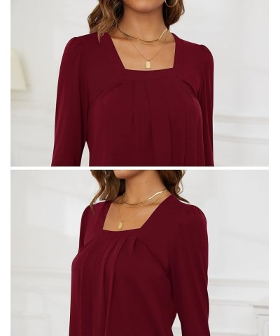 Summer Tank Tops for Women Loose Fit Pleated Square Neck Sleeveless Top Curved Hem Flowy Blouse 2-wine Red $13.20 Tanks