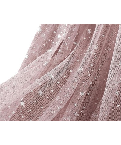 Women Tulle Skirt A-Line Elastic High Waist Layered Skirts Lace Midi Pleated Skirt Pink $13.50 Skirts