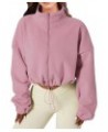 Women's Full Zip Up Sherpa Jackets Winter Fleece Sweatshirt Long Sleeve Workout Jacket Warm Cropped Coat Pink $21.27 Jackets