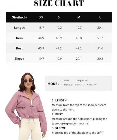 Women's Full Zip Up Sherpa Jackets Winter Fleece Sweatshirt Long Sleeve Workout Jacket Warm Cropped Coat Pink $21.27 Jackets