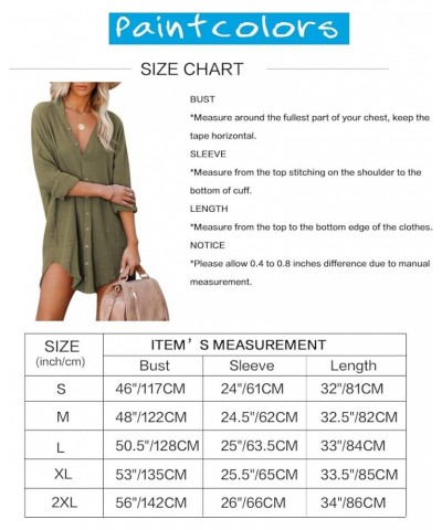 Women's Long Sleeve Cotton Button Down Tunic Dresses Beach Cover-ups Oversized Blouse Tops with Pockets 3_desert Rose $20.09 ...