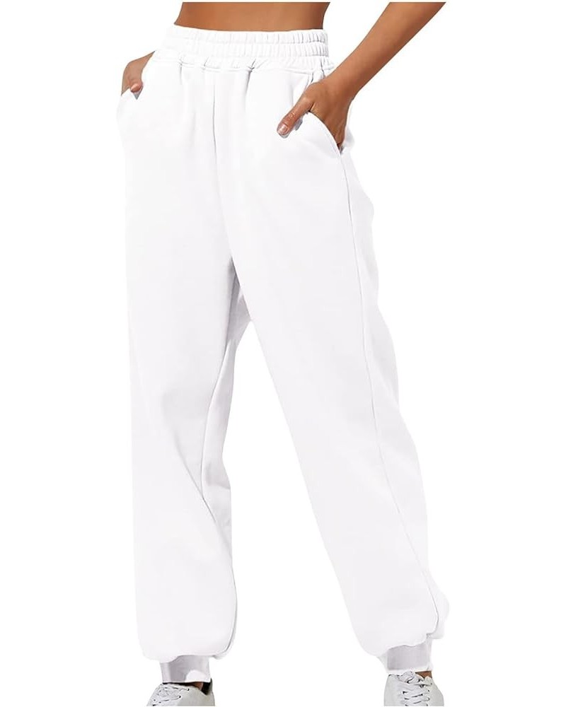 Women Baggy Sweatpants Cinch Bottom Joggers Pants Drawstring High Waisted Athletic Fit Lounge Trousers with Pockets B2-white~...