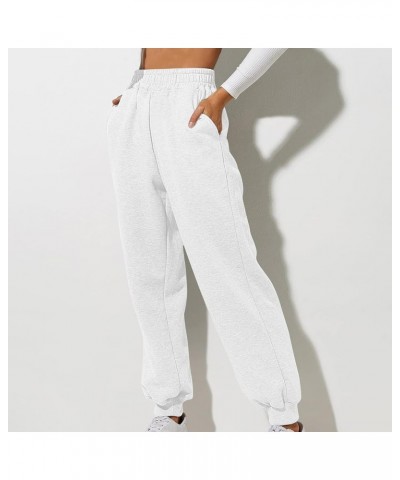 Women Baggy Sweatpants Cinch Bottom Joggers Pants Drawstring High Waisted Athletic Fit Lounge Trousers with Pockets B2-white~...