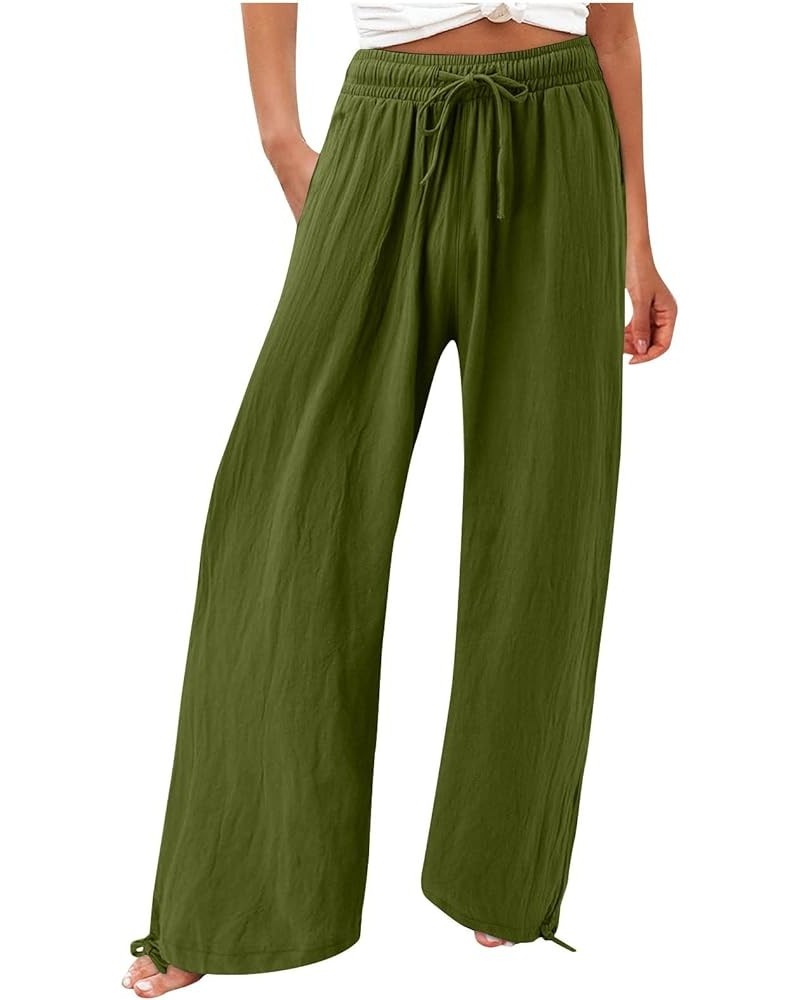 Women's Casual Pants Elastic Waist Womens with Pockets Plus Size Office Work Business for Women Wide Leg Stretch Pants Ag $9....