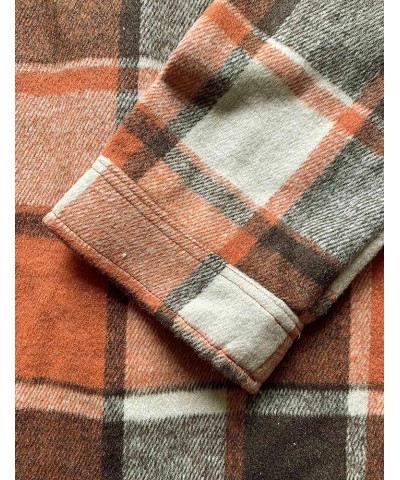 Flannel Cropped Plaid Jacket for Women Color Block Button Down Shacket Coat A-orange $13.76 Jackets