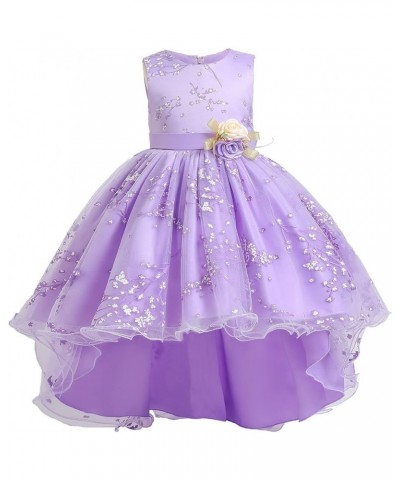 Princess Girls Dress for Wedding Birthday Party with Train Size 3-14 Years D-purple $19.68 Dresses