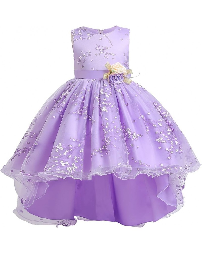 Princess Girls Dress for Wedding Birthday Party with Train Size 3-14 Years D-purple $19.68 Dresses