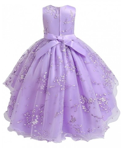 Princess Girls Dress for Wedding Birthday Party with Train Size 3-14 Years D-purple $19.68 Dresses