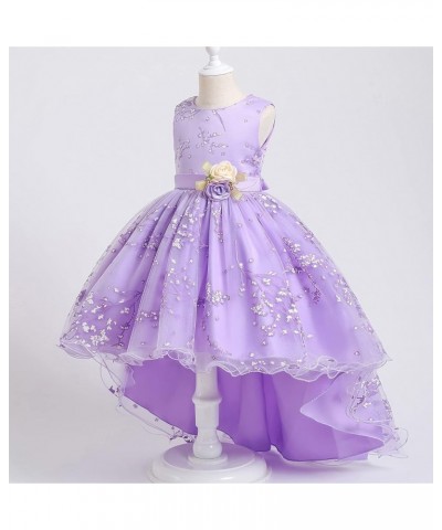 Princess Girls Dress for Wedding Birthday Party with Train Size 3-14 Years D-purple $19.68 Dresses