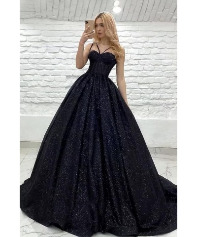 Sweetheart Satin Prom Dresses Sparkly Spaghetti Straps A Line Formal Dresses for Women Silver $46.74 Dresses