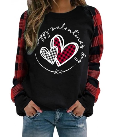 Valentines Day Long Sleeve Shirts for Women St. Patricks Day 2024 Cute Heart Print Casual T-Shirts Trendy Blouses 5-black $6....