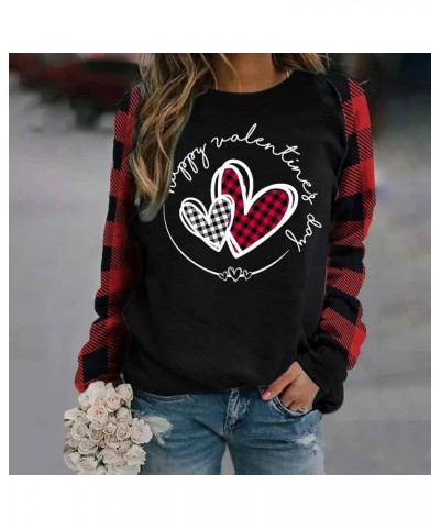 Valentines Day Long Sleeve Shirts for Women St. Patricks Day 2024 Cute Heart Print Casual T-Shirts Trendy Blouses 5-black $6....