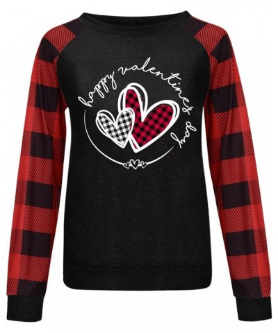 Valentines Day Long Sleeve Shirts for Women St. Patricks Day 2024 Cute Heart Print Casual T-Shirts Trendy Blouses 5-black $6....