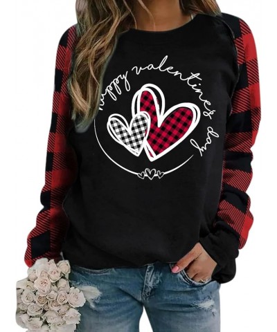 Valentines Day Long Sleeve Shirts for Women St. Patricks Day 2024 Cute Heart Print Casual T-Shirts Trendy Blouses 5-black $6....