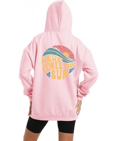 Oversized Hoodies for Women Sunset Letter Slogan Graphic Beachy Sweatshirt Aesthetic Teen Fleece Hooded Pullover Pink $15.46 ...