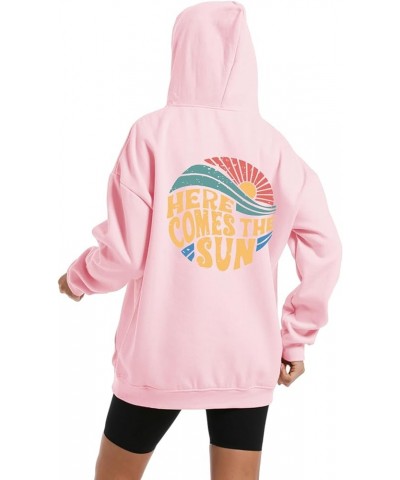 Oversized Hoodies for Women Sunset Letter Slogan Graphic Beachy Sweatshirt Aesthetic Teen Fleece Hooded Pullover Pink $15.46 ...