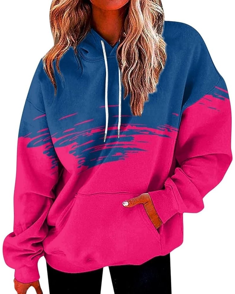 Sleep Jacket Womens Women's Casual Pocket Hoodie Long Sleeve Fashion Rope Pullover Hoodie Top Plain Hoodie 17-hot Pink $12.09...