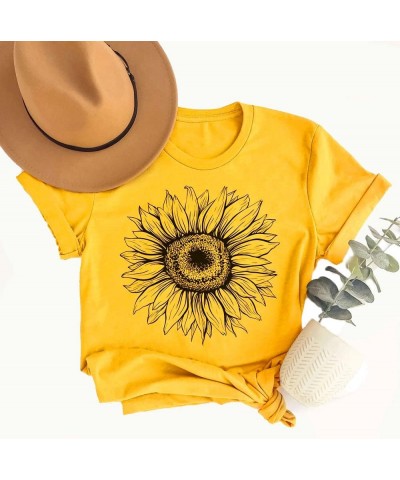 Teacher T Shirts for Women Bee Kind Cute Graphic Blessed,Sunflower Loose Tees Plant These Save The Bees Tops Yellow $10.00 T-...