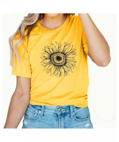 Teacher T Shirts for Women Bee Kind Cute Graphic Blessed,Sunflower Loose Tees Plant These Save The Bees Tops Yellow $10.00 T-...