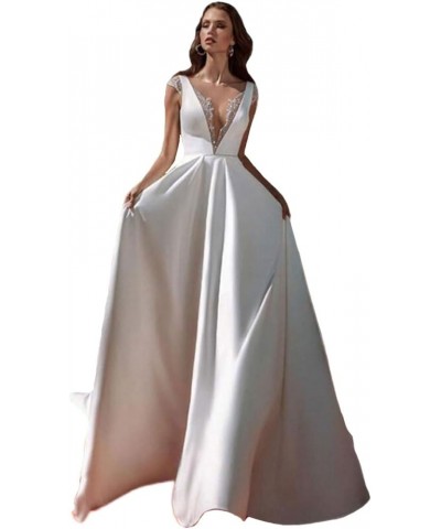 Elegant Wedding Dresses for Bride Long Puffy Bridal Gown with Train Princess Wedding Dress F-white $64.93 Dresses