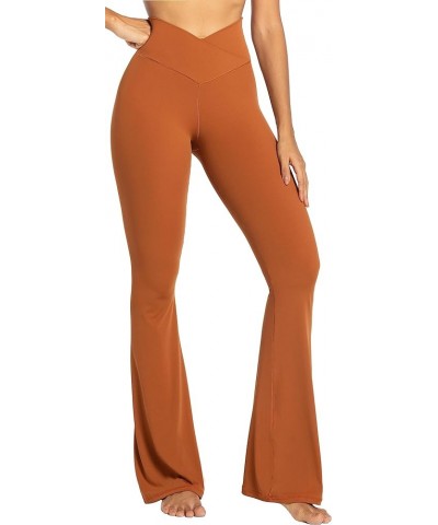 Flare Leggings, Crossover Yoga Pants with Tummy Control, High-Waisted and Wide Leg 30" Inseam Coffee $18.35 Activewear