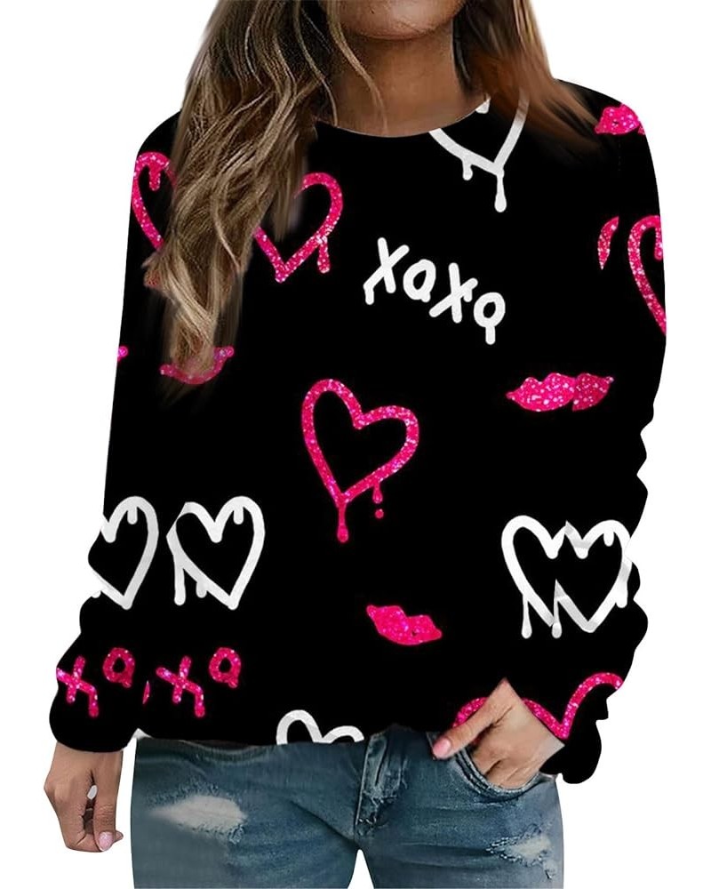 Girls Valentines Gifts,Long Sleeve Shirts For Women Lightweight Crewneck Loose 2024 Valentines Pullover For Women 2-black $10...