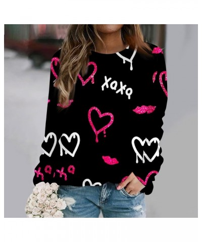 Girls Valentines Gifts,Long Sleeve Shirts For Women Lightweight Crewneck Loose 2024 Valentines Pullover For Women 2-black $10...