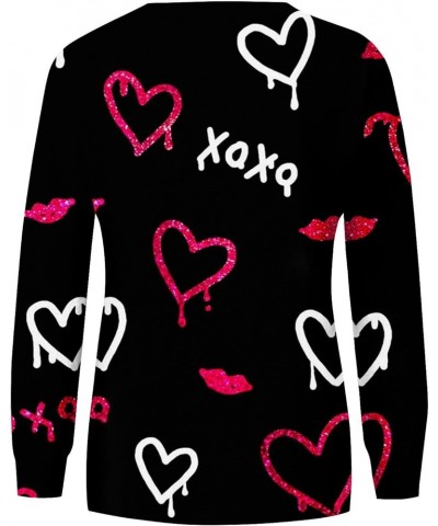 Girls Valentines Gifts,Long Sleeve Shirts For Women Lightweight Crewneck Loose 2024 Valentines Pullover For Women 2-black $10...