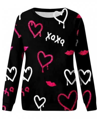 Girls Valentines Gifts,Long Sleeve Shirts For Women Lightweight Crewneck Loose 2024 Valentines Pullover For Women 2-black $10...