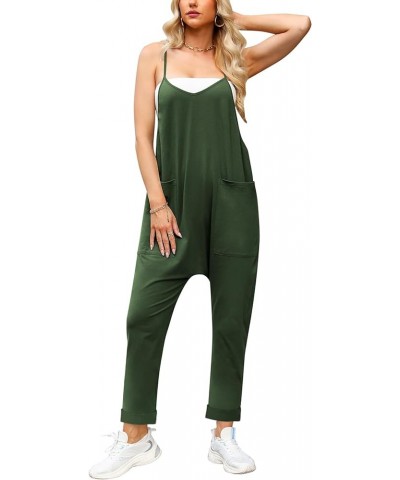 Jumpsuits for Women Casual Summer Rompers Sleeveless Loose Spaghetti Strap Baggy Overalls Y2k Jumpers with Pockets Green $10....