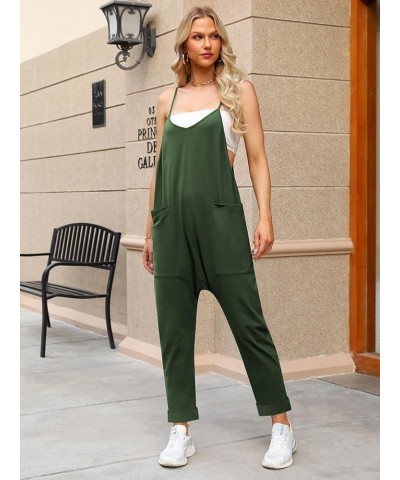 Jumpsuits for Women Casual Summer Rompers Sleeveless Loose Spaghetti Strap Baggy Overalls Y2k Jumpers with Pockets Green $10....