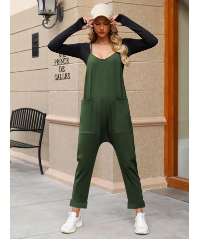 Jumpsuits for Women Casual Summer Rompers Sleeveless Loose Spaghetti Strap Baggy Overalls Y2k Jumpers with Pockets Green $10....