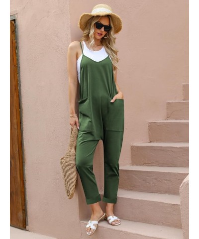 Jumpsuits for Women Casual Summer Rompers Sleeveless Loose Spaghetti Strap Baggy Overalls Y2k Jumpers with Pockets Green $10....