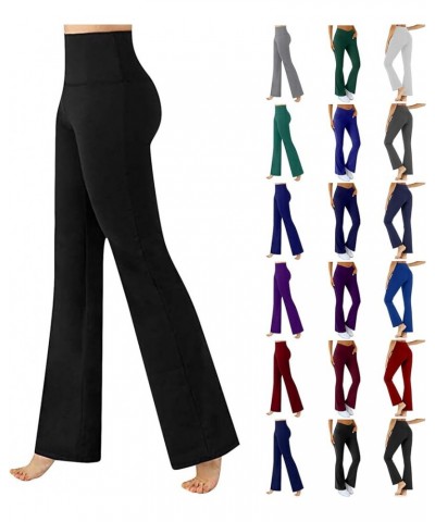 Flare Yoga Pants for Women Baggy Soft Flare Leggings with Pockets Stretch High Waisted Straight Wide Leg Lounge Pants A0006-p...