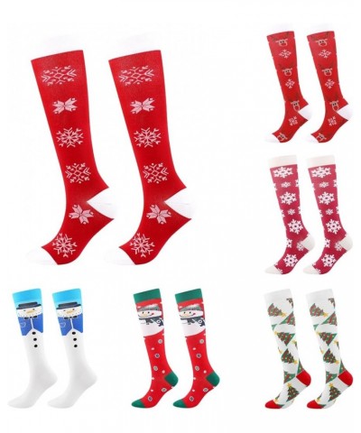 Christmas Print Compression Socks For Women And Men 20-30Mmhg 8 Pairs Wide Calf For Circulation Travel Pregnancy Sports A27 V...