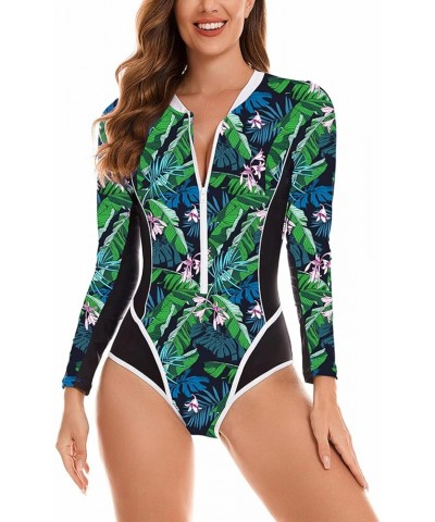 Women's One Piece Rash Guard Swimsuit Sleeveless Zipper Surfing UPF 50+ Surfing Bathing Suit New Blackwhite Greenleaf $18.01 ...