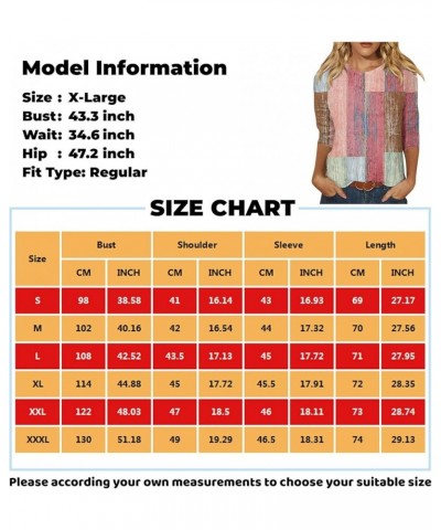 Womens 3/4 Length Sleeve Tops Crew Neck Floral Print Western Shirts Tunic Tops for Women Loose Fit Dressy Fall Blouse Q015-gr...