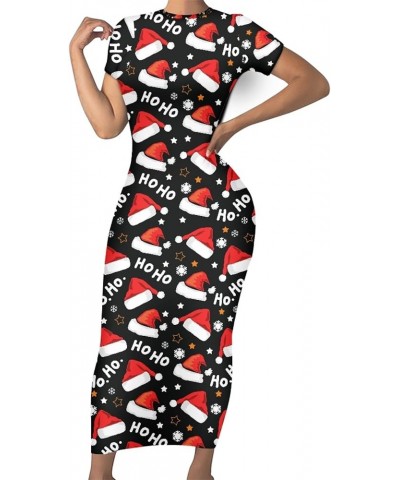 Womens Dresses 2023 Polynesian Dress Short Sleeve Crewneck Summer Print Sexy Plus Size Bodycon Dress Christmas Hat $14.08 Dre...